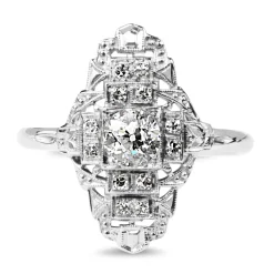 18ct White Gold Art Deco Old and Single Cut Diamond Ring