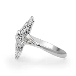18ct White Gold Art Deco Old and Rose Cut Diamond Ring
