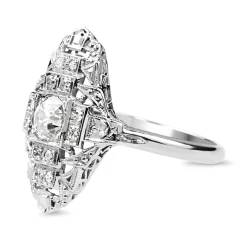 18ct White Gold Art Deco Old and Single Cut Diamond Ring