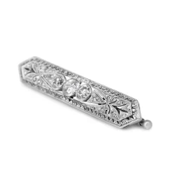 18ct White Gold Art Deco Old Cut Diamond Brooch