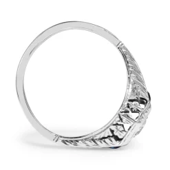 18ct White Gold Art Deco Old Cut Diamond and Sapphire Ring