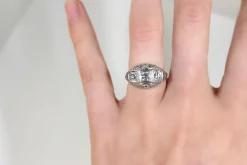18ct White Gold Art Deco Old Cut Diamond Ring