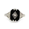 10ct White Gold Art Deco Onyx and Diamond Ring