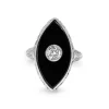 18ct White Gold Art Deco Onyx and Old Cut Diamond Ring