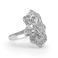18ct White Gold Art Deco Replica Ring