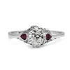 14ct White Gold Art Deco Ruby and Old Cut Diamond Ring