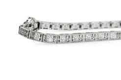 10ct White Gold Art Deco Sapphire and Diamond Filigree Bracelet
