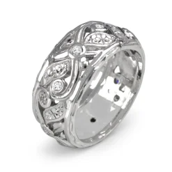 18ct White Gold Art Deco Single Cut Diamond Band