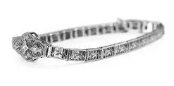 14ct White Gold Art Deco Single Cut Diamond Filigree Bracelet