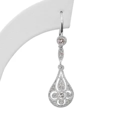 18ct White Gold Art Deco Style Diamond Drop Earrings