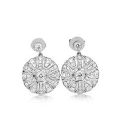 18ct White Gold Art Deco Style Diamond Drop Earrings