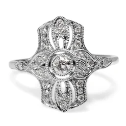 18ct White Gold Art Deco Style Ring