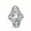 18ct White Gold Art Deco Style Aquamarine and Diamond Ring