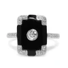 9ct White Gold Art Deco Style Onyx and Diamond Ring