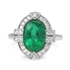 18ct White Gold Art Deco Style Emerald and Diamond Halo Ring