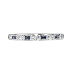 9ct White Gold Art Deco Style Sapphire and Diamond Ring