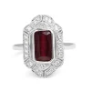 18ct White Gold Art Deco Style Treated Ruby and Diamond Ring