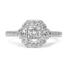 18ct White Gold Art Deco Style 3 Stone Cushion Diamond Halo Ring