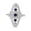 18ct White Gold Art Deco Style Sapphire and Diamond Ring