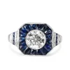 18ct White Gold Art Deco Style Sapphire and Diamond Ring