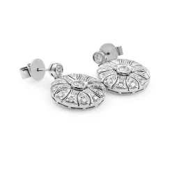 18ct White Gold Art Deco Style Diamond Drop Earrings