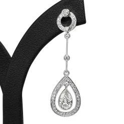 18ct White Gold Art Deco Style Diamond Drop Earrings