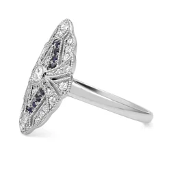 18ct White Gold Art Deco Style Sapphire and Diamond Ring