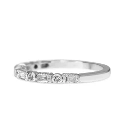 9ct White Gold Art Deco Style Baguette Diamond Band Ring
