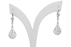 18ct White Gold Art Deco Style Diamond Drop Earrings