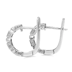 9ct White Gold Art Deco Style Sapphire and Diamond Hoop Earrings