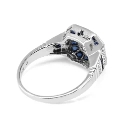 18ct White Gold Art Deco Style Sapphire and Diamond Ring