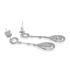 18ct White Gold Art Deco Style Diamond Drop Earrings