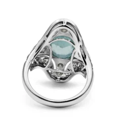 18ct White Gold Art Deco Style Aquamarine and Diamond Ring