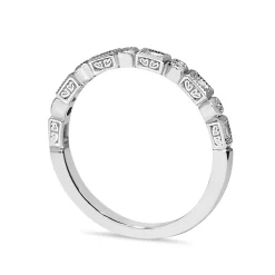 9ct White Gold Art Deco Style Baguette Diamond Band Ring