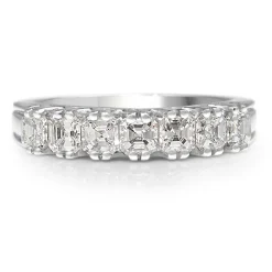 18ct White Gold Asscher Cut 7 Stone Diamond Ring