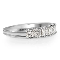 18ct White Gold Asscher Cut 7 Stone Diamond Ring