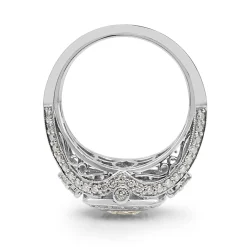 18ct White Gold Asscher Diamond Halo Ring