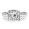 18ct White Gold Asscher Halo Diamond Ring