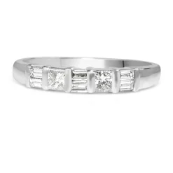 18ct White Gold Baguette and Princess Cut Diamond Band