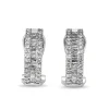10ct White Gold Baguette and Brilliant Cut Half Hoop Diamond Earrings