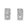 18ct White Gold Baguette and Brilliant Cut Diamond Hoop Earrings