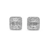 18ct White Gold Baguette and Round Diamond Cluster and Halo Stud Earrings
