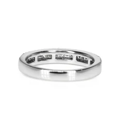18ct White Gold Baguette and Brilliant Cut Diamond Band Ring