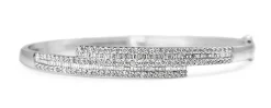 18ct White Gold Baguette and Round Diamond Bangle