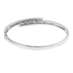 18ct White Gold Baguette and Round Diamond Bangle