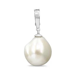 18ct White Gold Baroque Fresh Water Pearl Enhancer Pendant