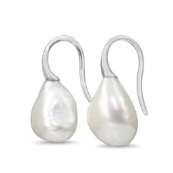 9ct White Gold Baroque Fresh Water Pearl Earrings
