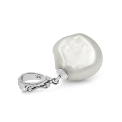 18ct White Gold Baroque Fresh Water Pearl Enhancer Pendant