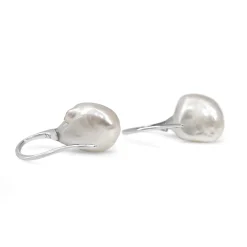 9ct White Gold Baroque Fresh Water Pearl Earrings