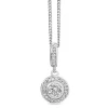 9ct White Gold Bezel Diamond Halo Necklace